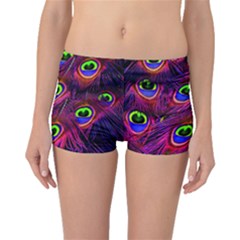 Peacock Feathers Color Plumage Boyleg Bikini Bottoms by HermanTelo
