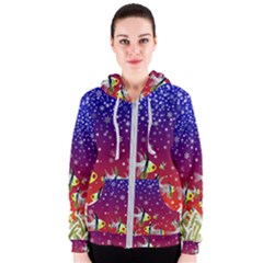 Sea Snow Christmas Coral Fish Women s Zipper Hoodie by HermanTelo