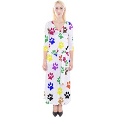 Pawprints Paw Prints Paw Animal Quarter Sleeve Wrap Maxi Dress by Sapixe