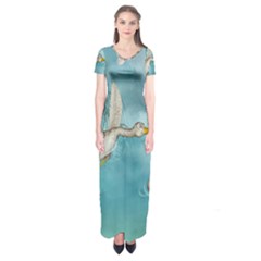 Cute Baby Is Coming With Stork Short Sleeve Maxi Dress by FantasyWorld7