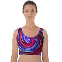 Swirl Vortex Motion Velvet Crop Top by HermanTelo