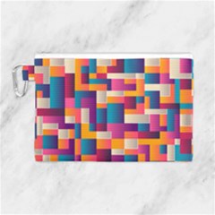 Abstract Geometry Blocks Canvas Cosmetic Bag (large) by Bajindul