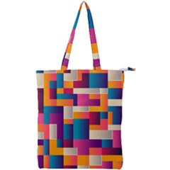 Abstract Geometry Blocks Double Zip Up Tote Bag by Bajindul