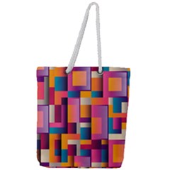 Abstract Background Geometry Blocks Full Print Rope Handle Tote (large) by Bajindul