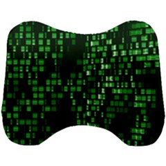 Abstract Plaid Green Head Support Cushion by Bajindul