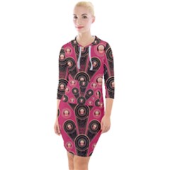 Background Abstract Pattern Quarter Sleeve Hood Bodycon Dress by Bajindul