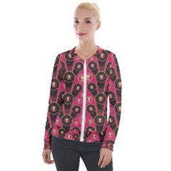 Background Abstract Pattern Velour Zip Up Jacket by Bajindul