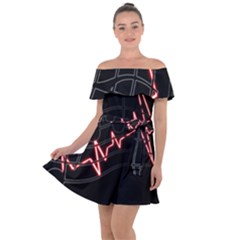 Music Wallpaper Heartbeat Melody Off Shoulder Velour Dress by Bajindul