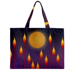 Night Moon Flora Background Zipper Mini Tote Bag by Bajindul