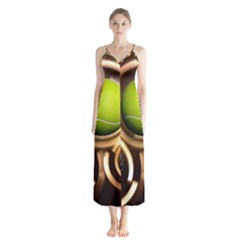 Sport Ball Tennis Golf Football Button Up Chiffon Maxi Dress by Bajindul