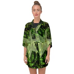 Star Blue Star Space Universe Half Sleeve Chiffon Kimono by Bajindul