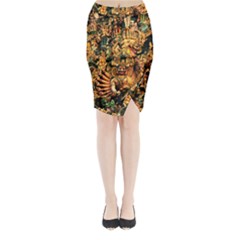 Sculpture Art Temple Tower Midi Wrap Pencil Skirt by Pakrebo