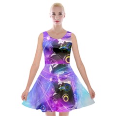 Ski Boot Ski Boots Skiing Activity Velvet Skater Dress by Pakrebo