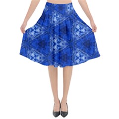 Background Wallpaper Pattern Blue Flared Midi Skirt by Pakrebo