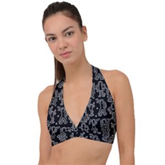 Doodle Pattern Halter Plunge Bikini Top by Valentinaart