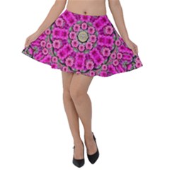 From The Sky Came Flowers In Calm Bohemian Peace Velvet Skater Skirt by pepitasart