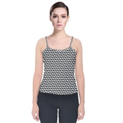 Insomnia - Black & White Stripes Velvet Spaghetti Strap Top by WensdaiAmbrose