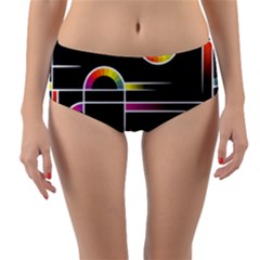 Background Abstract Semi Circles Reversible Mid-waist Bikini Bottoms by Pakrebo