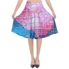 Evolution Artificial Intelligence Flared Midi Skirt by Pakrebo