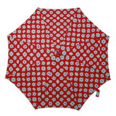 Modern Turquoise Flowers  On Red Hook Handle Umbrellas (small) by BrightVibesDesign