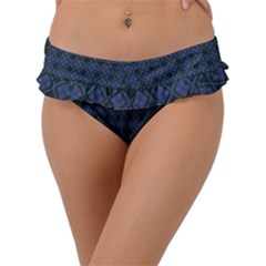 Argyle Dark Purple Black Pattern Frill Bikini Bottom by BrightVibesDesign