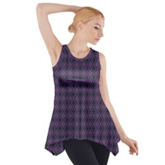 Argyle Dark Pink Black Pattern Side Drop Tank Tunic by BrightVibesDesign
