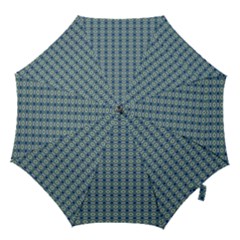 Ornate Oval  Pattern Blue Orange Hook Handle Umbrellas (small) by BrightVibesDesign