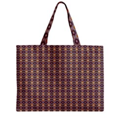 Ornate Oval Pattern Brown Blue Zipper Mini Tote Bag by BrightVibesDesign