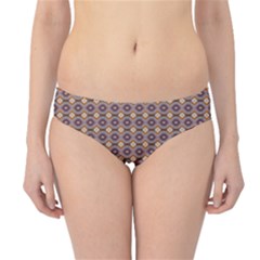 Ornate Oval Pattern Brown Blue Hipster Bikini Bottoms by BrightVibesDesign
