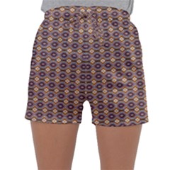 Ornate Oval Pattern Brown Blue Sleepwear Shorts by BrightVibesDesign