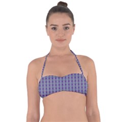 Ornate Oval Pattern Purple Green Halter Bandeau Bikini Top by BrightVibesDesign