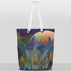 Mountains Abstract Mountain Range Full Print Rope Handle Tote (small) by Nexatart