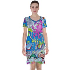 Supersonic Volcanic Fish Sonar Submarine Short Sleeve Nightdress by chellerayartisans