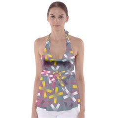 Background Abstract Non Seamless Babydoll Tankini Top by Pakrebo