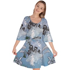 Surfboard With Dolphin Velour Kimono Dress by FantasyWorld7