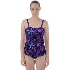 Stamping Twist Front Tankini Set by Sobalvarro