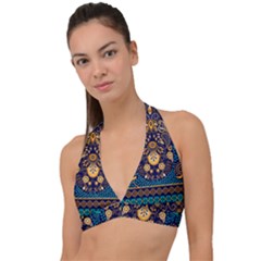 African Pattern Halter Plunge Bikini Top by Sobalvarro