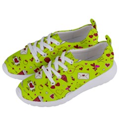 Valentin s Day Love Hearts Pattern Red Pink Green Women s Lightweight Sports Shoes by EDDArt