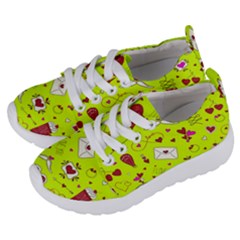 Valentin s Day Love Hearts Pattern Red Pink Green Kids  Lightweight Sports Shoes by EDDArt