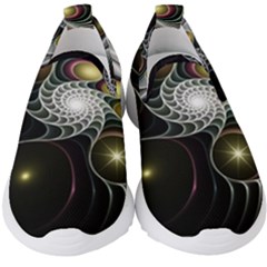 Fractal Bulbs Fantasy Curve Kids  Slip On Sneakers by Pakrebo