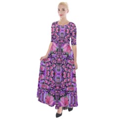 World Wide Blooming Flowers In Colors Beautiful Half Sleeves Maxi Dress by pepitasart