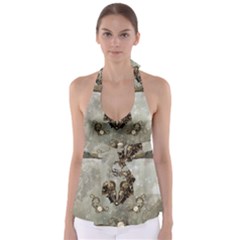 Awesome Mechanical Skull Babydoll Tankini Top by FantasyWorld7