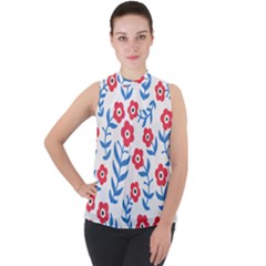 Motif Mock Neck Chiffon Sleeveless Top by Sobalvarro