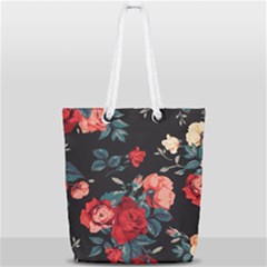Vintage Roses Vector Seamless Pattern 02 Full Print Rope Handle Tote (small) by Sobalvarro