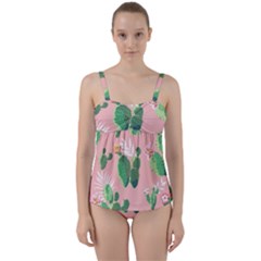 Vintage Plant Seamless Pattern Vectors 06 Twist Front Tankini Set by Sobalvarro