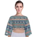 Tribal Tie Back Butterfly Sleeve Chiffon Top View1