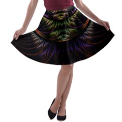 Fractal Colorful Pattern Fantasy A-line Skater Skirt by Pakrebo