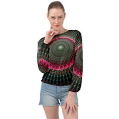 Fractal Circle Fantasy Texture Banded Bottom Chiffon Top by Pakrebo