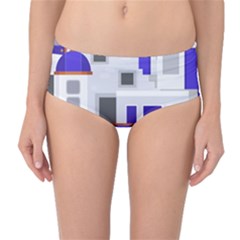 Background Santorini Greece Mid-waist Bikini Bottoms by Pakrebo