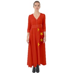 China Flag Button Up Boho Maxi Dress by FlagGallery